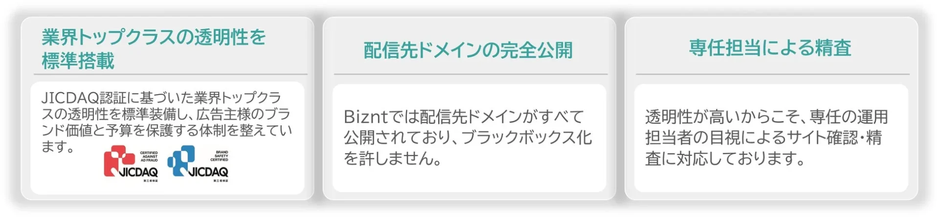 業界トップクラスの透明性