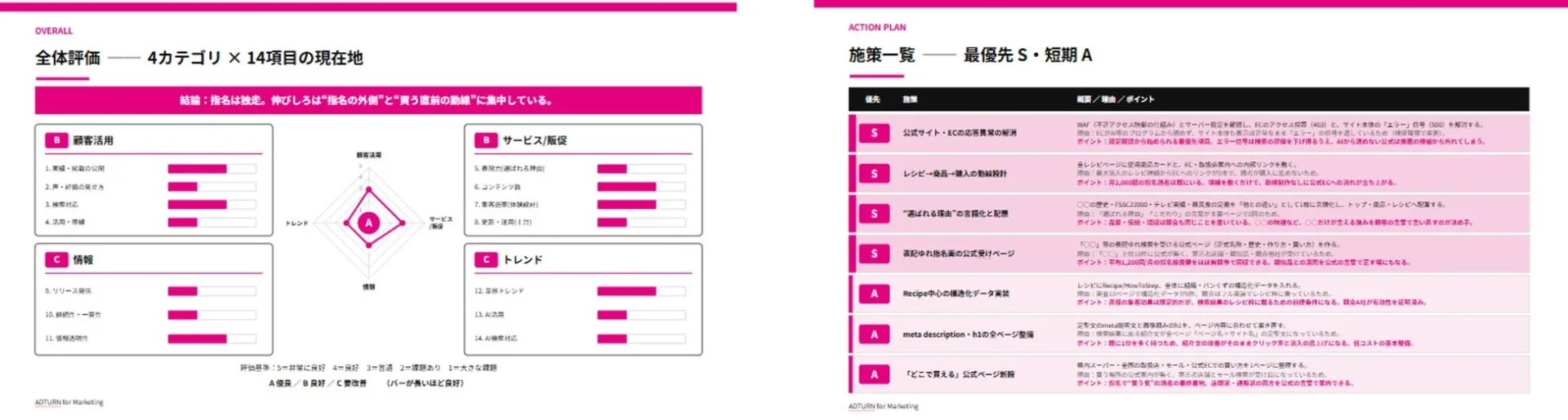 ADTURNの全体評価と施策一覧