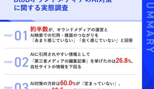 BtoBオウンドメディア担当者の約半数がAI検索での引用効果を「感じていない」、AI対策の方針が定まらない企業は6割【アングルクリエイト調査】